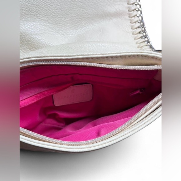 H&M White Faux Leather Crossbody Bag with Chain Whipstitch Trim - Picture 5 of 6